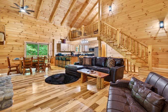Outdoor entertainment area with television and seating